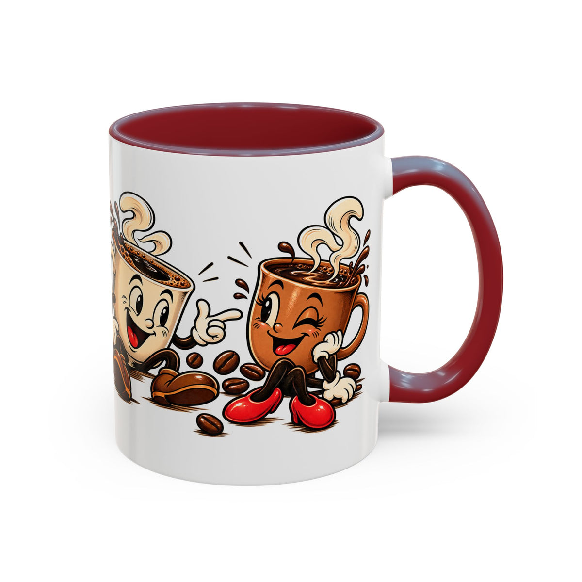 Coffee Cartoon Mug — Cute Dancing Coffee Cups Accent Mug