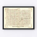 Vintage Map of Licking County, Ohio 1854