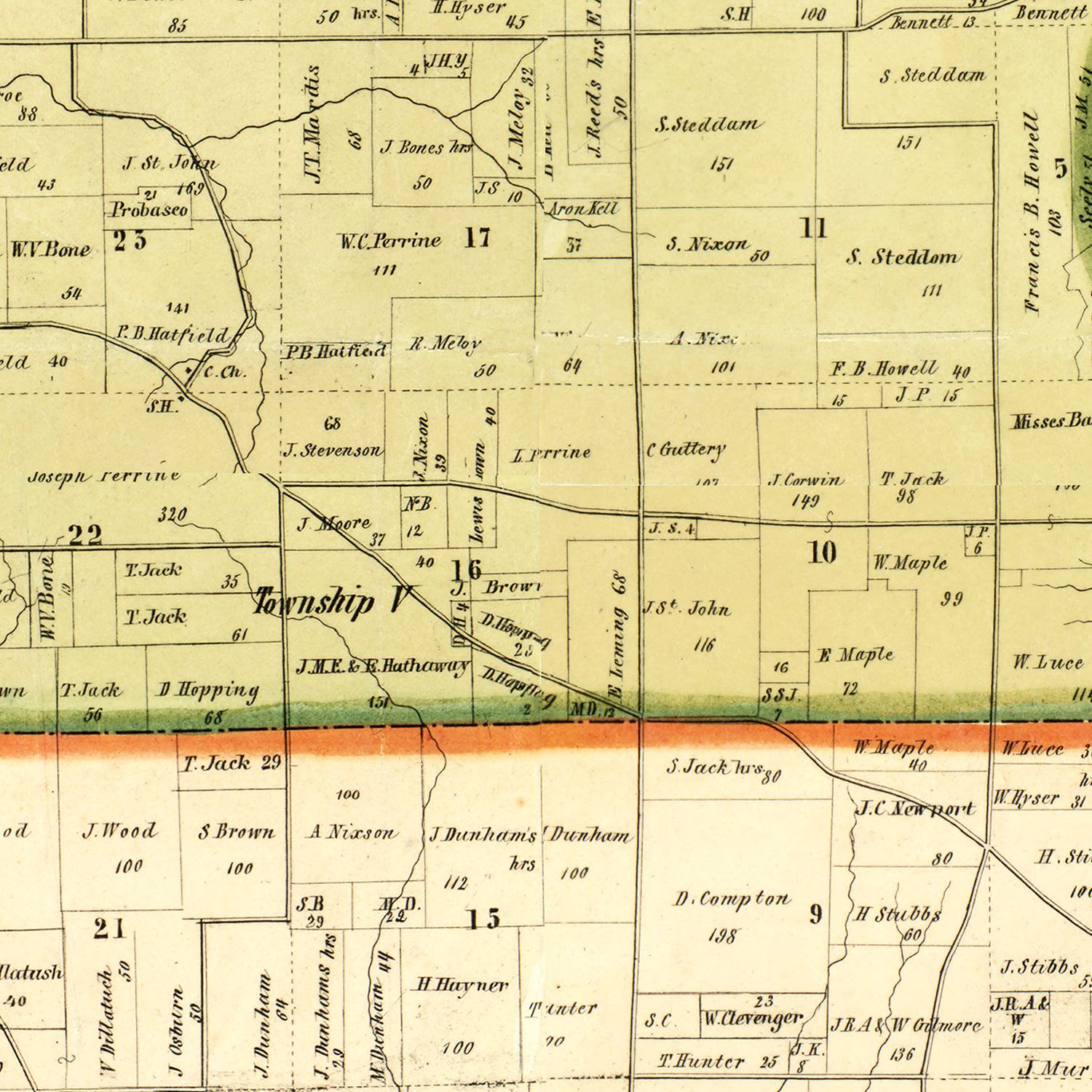 Vintage Map of Warren County, Ohio 1856