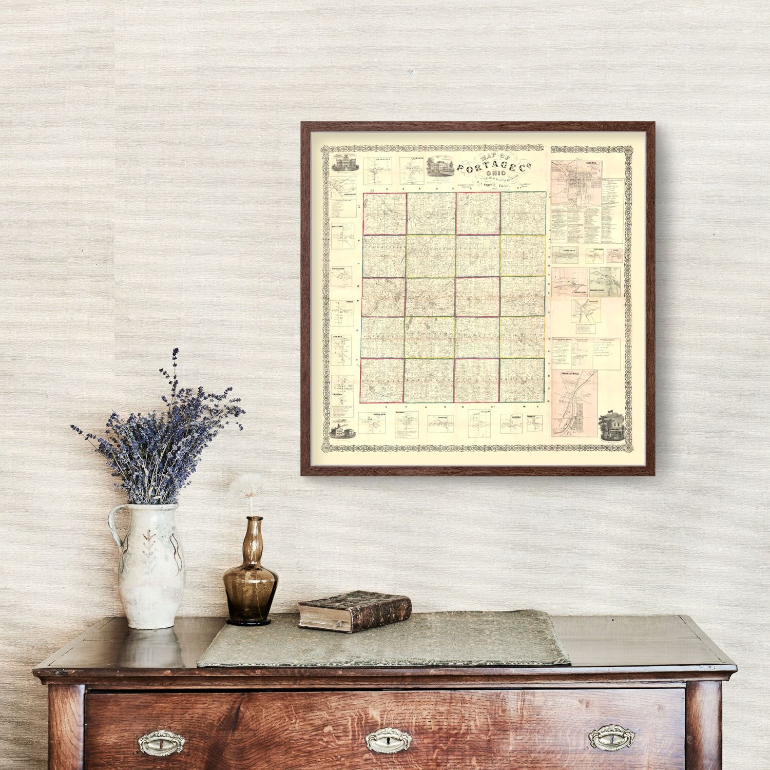 Vintage Map of Portage County, Ohio 1857