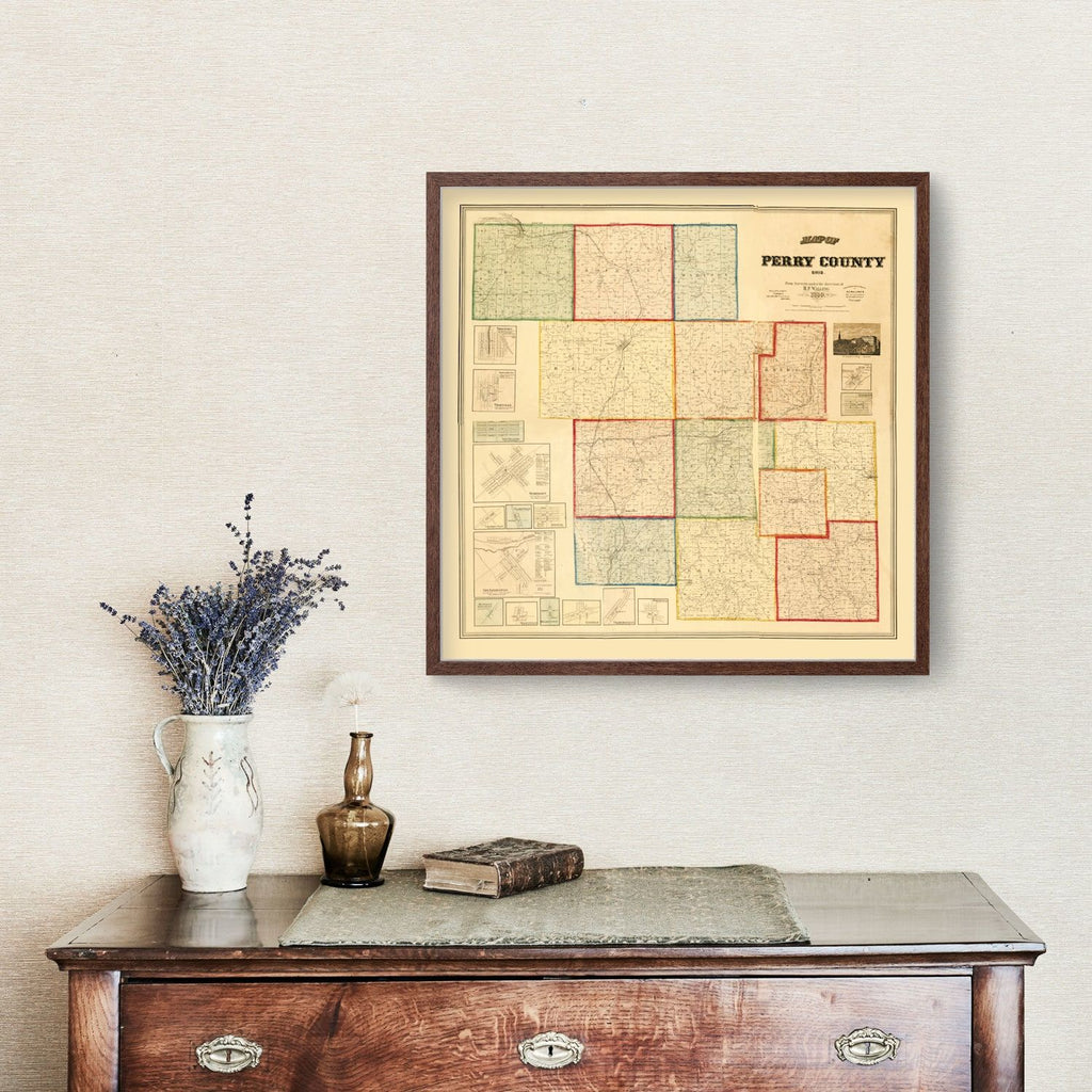 Vintage Map of Perry County, Ohio 1859