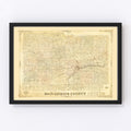 Vintage Map of Licking County, Ohio 1854