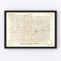 Vintage Map of Licking County, Ohio 1854