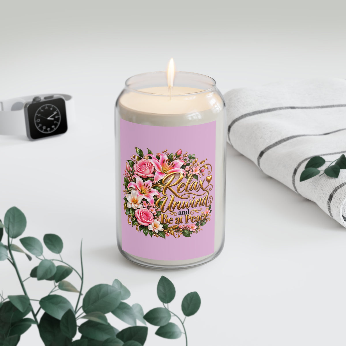 Relax, Unwind & Be at Peace Soy Candle — Floral Scented 13.75oz