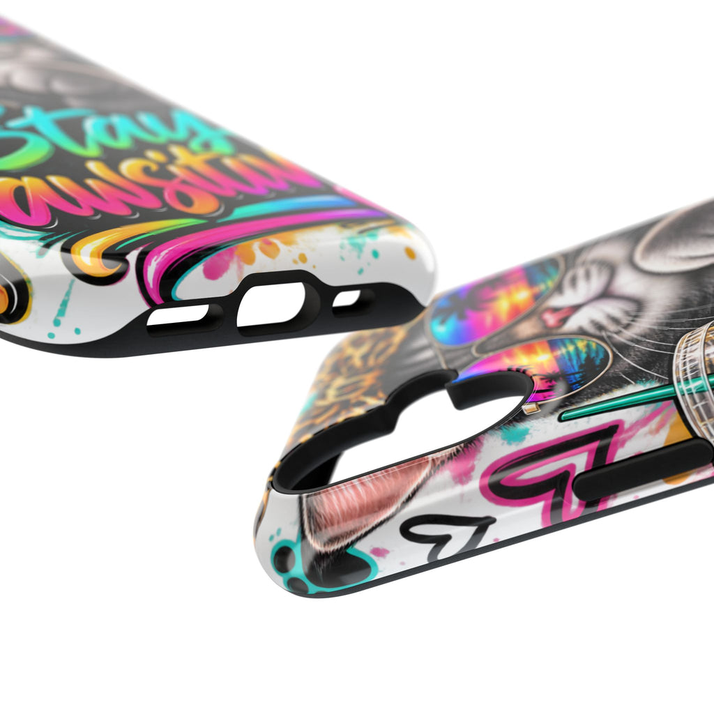 Phone Case — "Stay Pawsitive" Cat Impact-Resistant Case