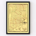 Vintage Map of Dearborn County, Indiana 1860