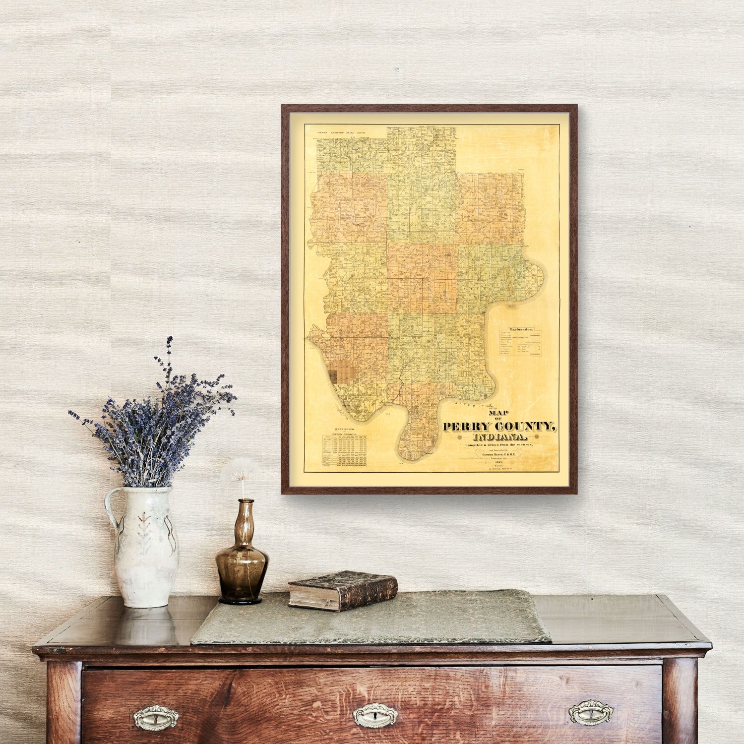 Vintage Map of Perry County, Indiana 1894