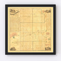 Vintage Map of Wabash County, Indiana 1861
