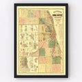 Vintage Map of Cook County, Illinois 1886