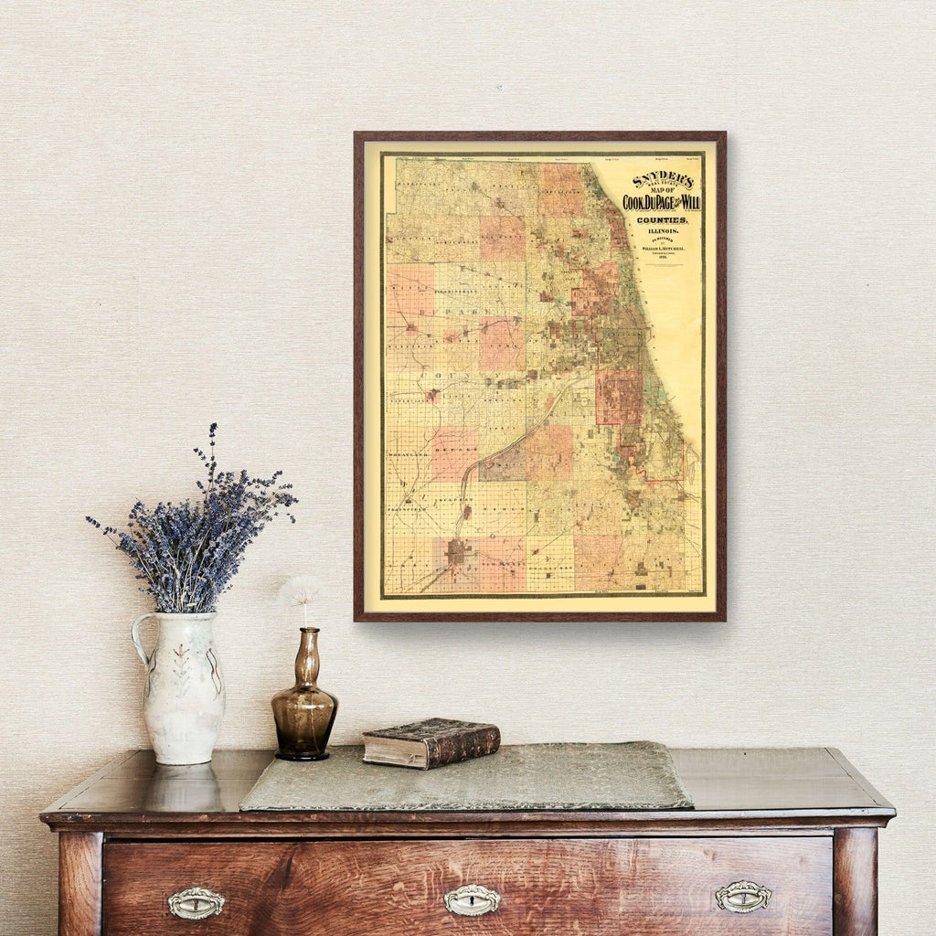 Vintage Map of Cook County, Illinois 1898