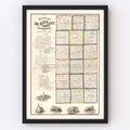 Vintage Map of De Kalb County, Illinois 1860