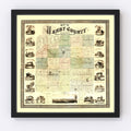 Vintage Map of Henry County, Illinois 1860
