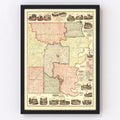 Vintage Map of White County, Illinois 1871