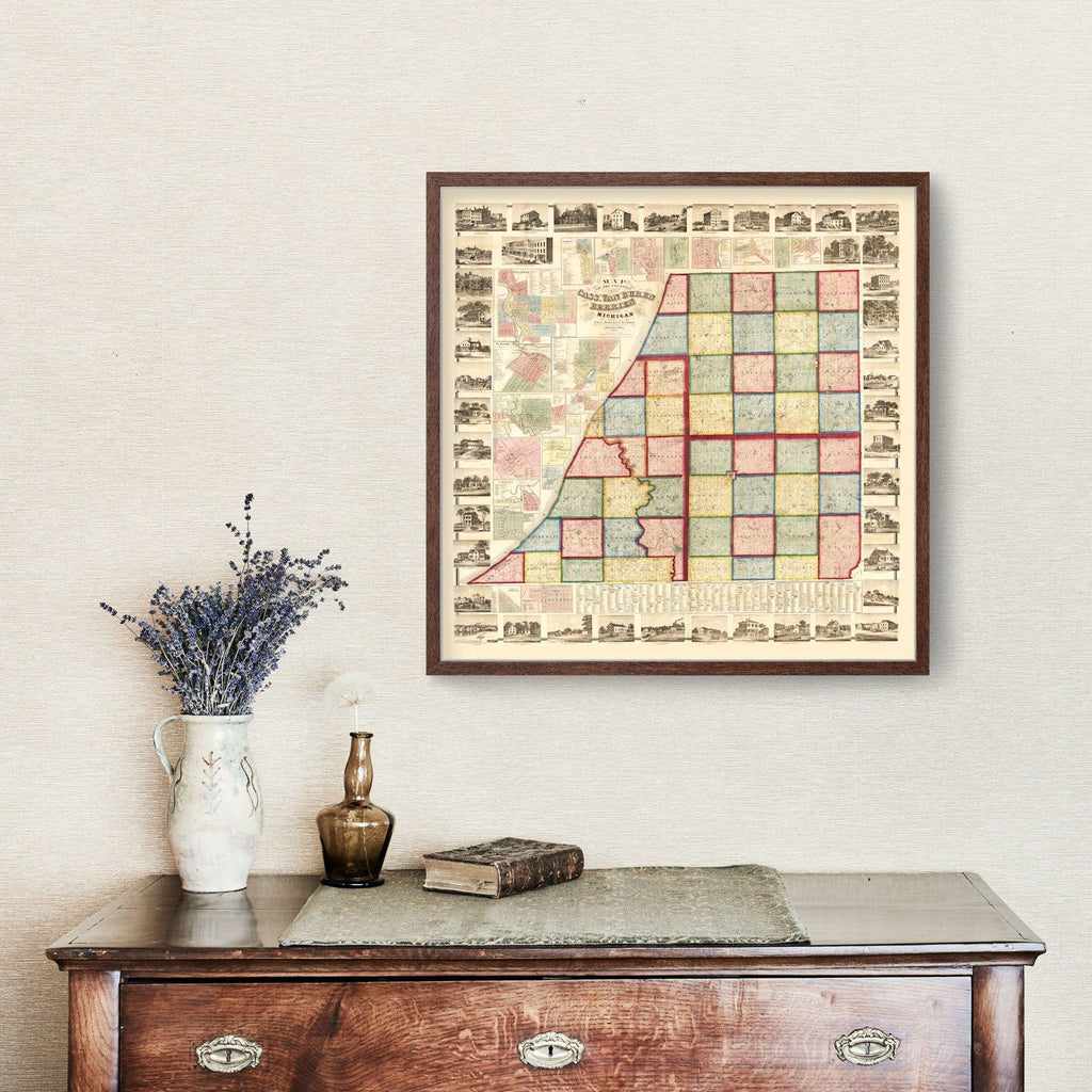 Vintage Map of Cass County, Michigan 1860