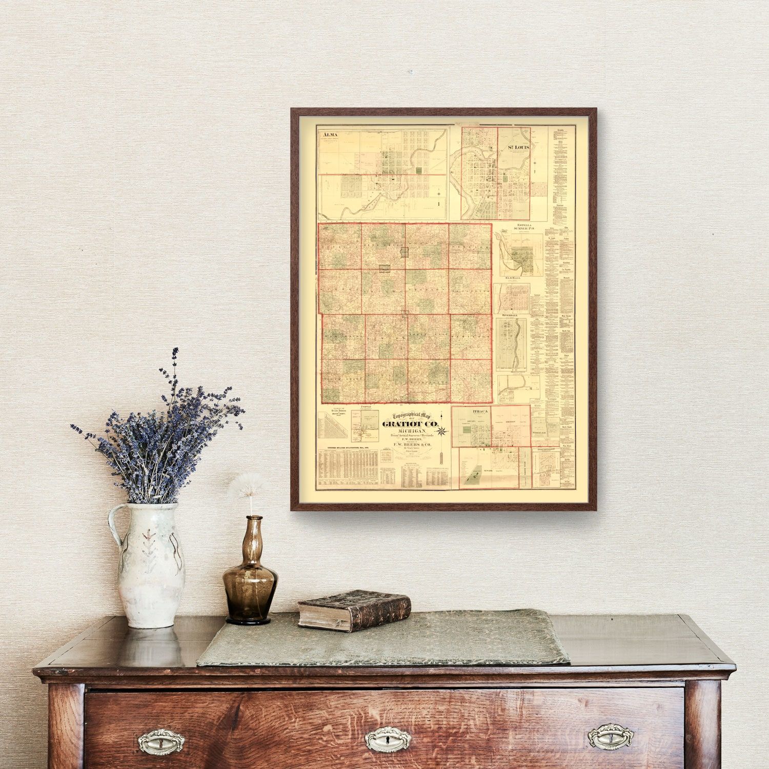 Vintage Map of Gratiot County, Michigan 1876
