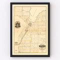 Vintage Map of Brown County, Wisconsin 1870