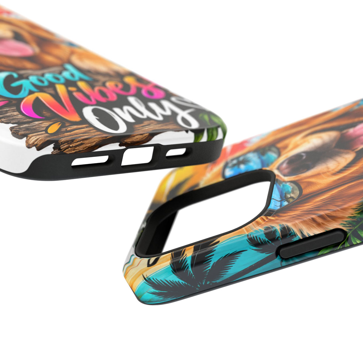 Phone Case — 'Good Vibes Only' Tropical Dog Impact-Resistant Case