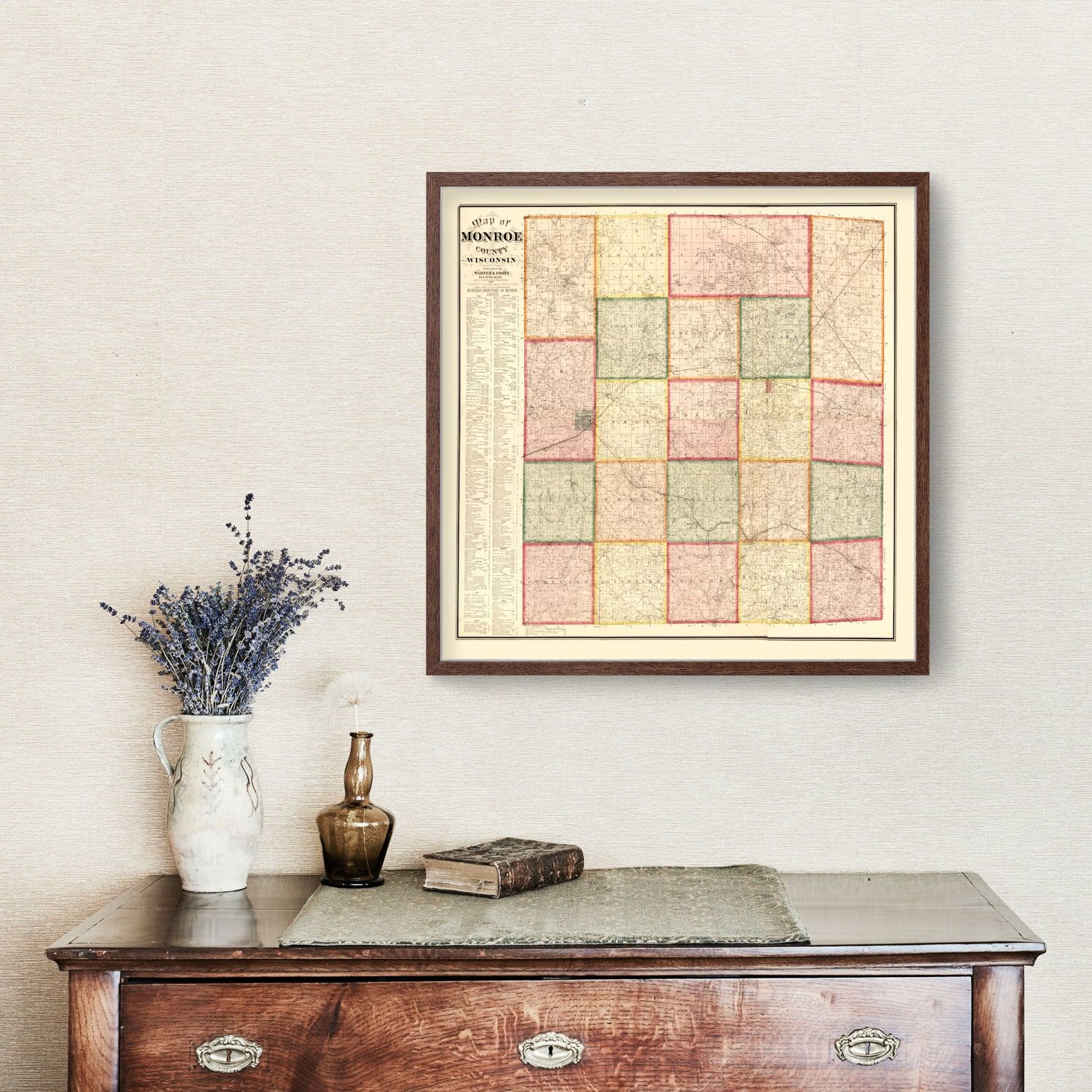 Vintage Map of Monroe County, Wisconsin 1877