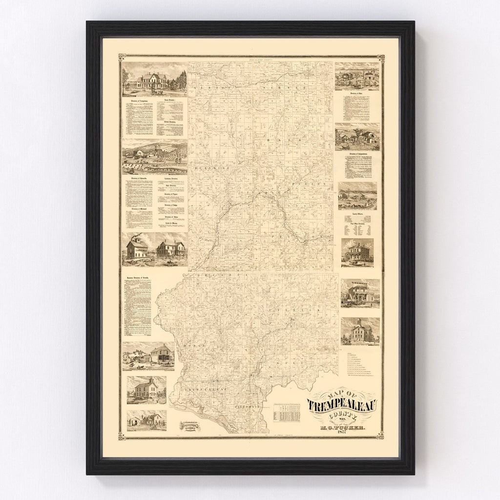 Vintage Map of Trempealeau County, Wisconsin 1877