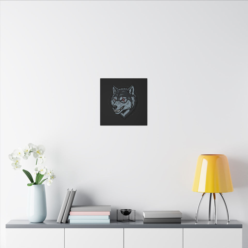 Wolf Head Canvas Wall Art — Fierce Gray Wolf Portrait Matte Stretched