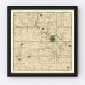 Vintage Map of Marshall County, Iowa 1896