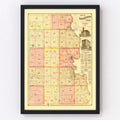 Vintage Map of Lincoln County, South Dakota 1892