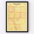 Vintage Map of Hanson County, South Dakota 1893
