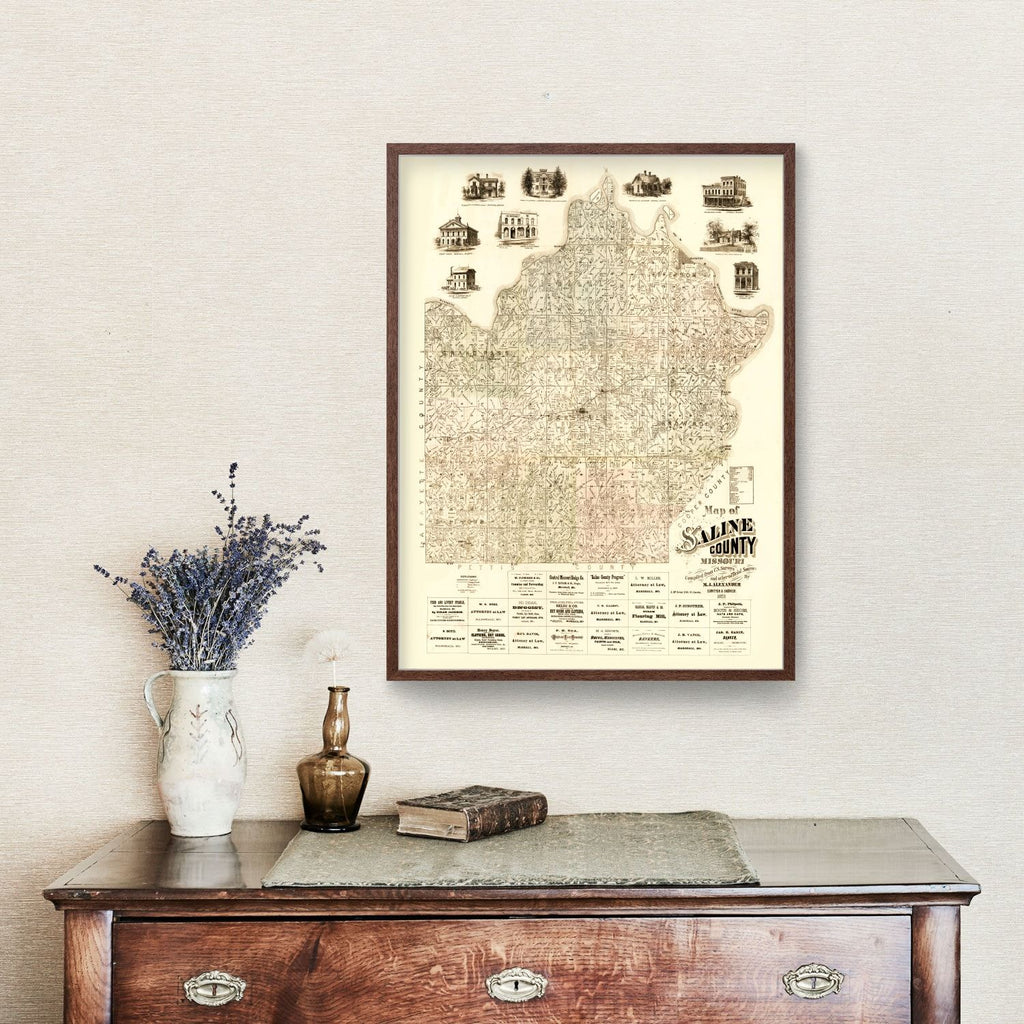 Vintage Map of Saline County, Missouri 1871