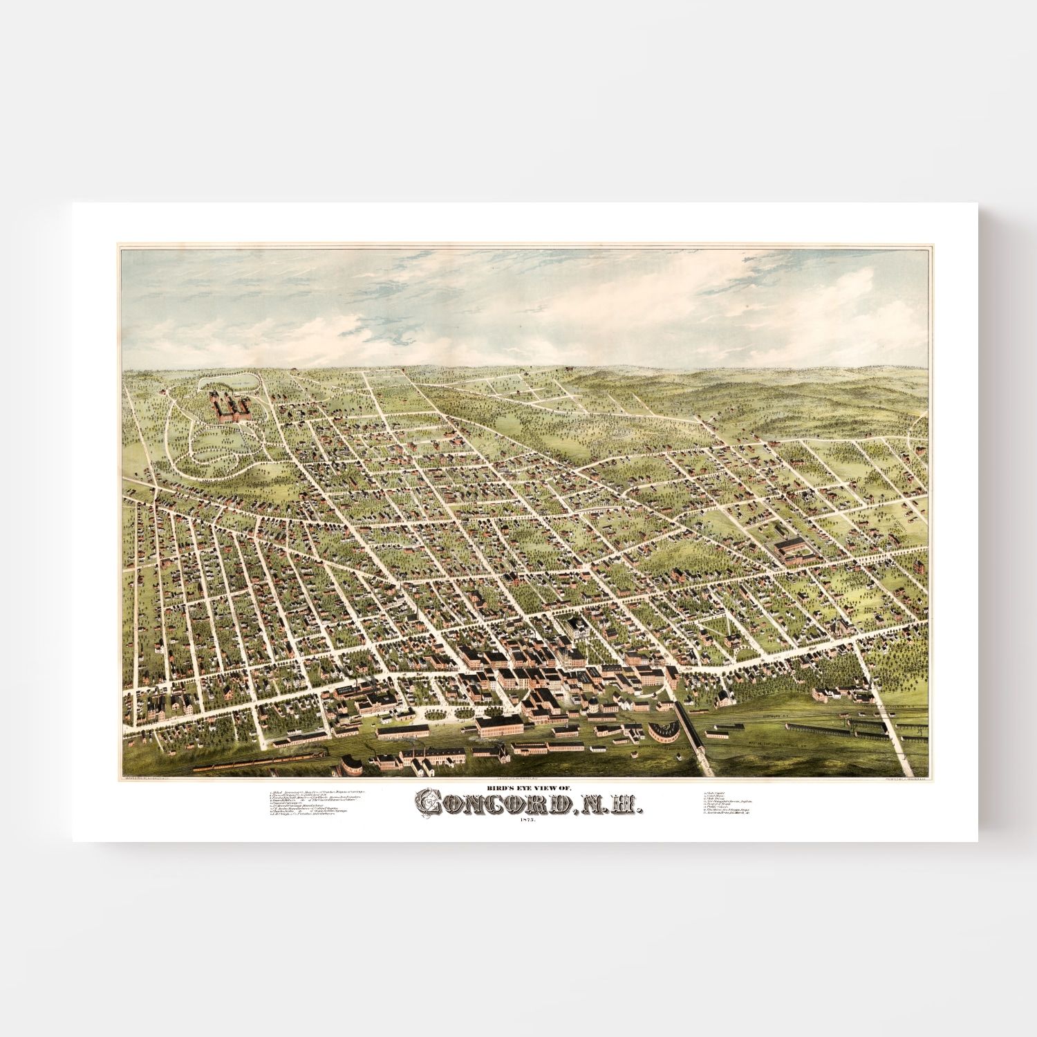Vintage Map of Concord, New Hampshire 1875