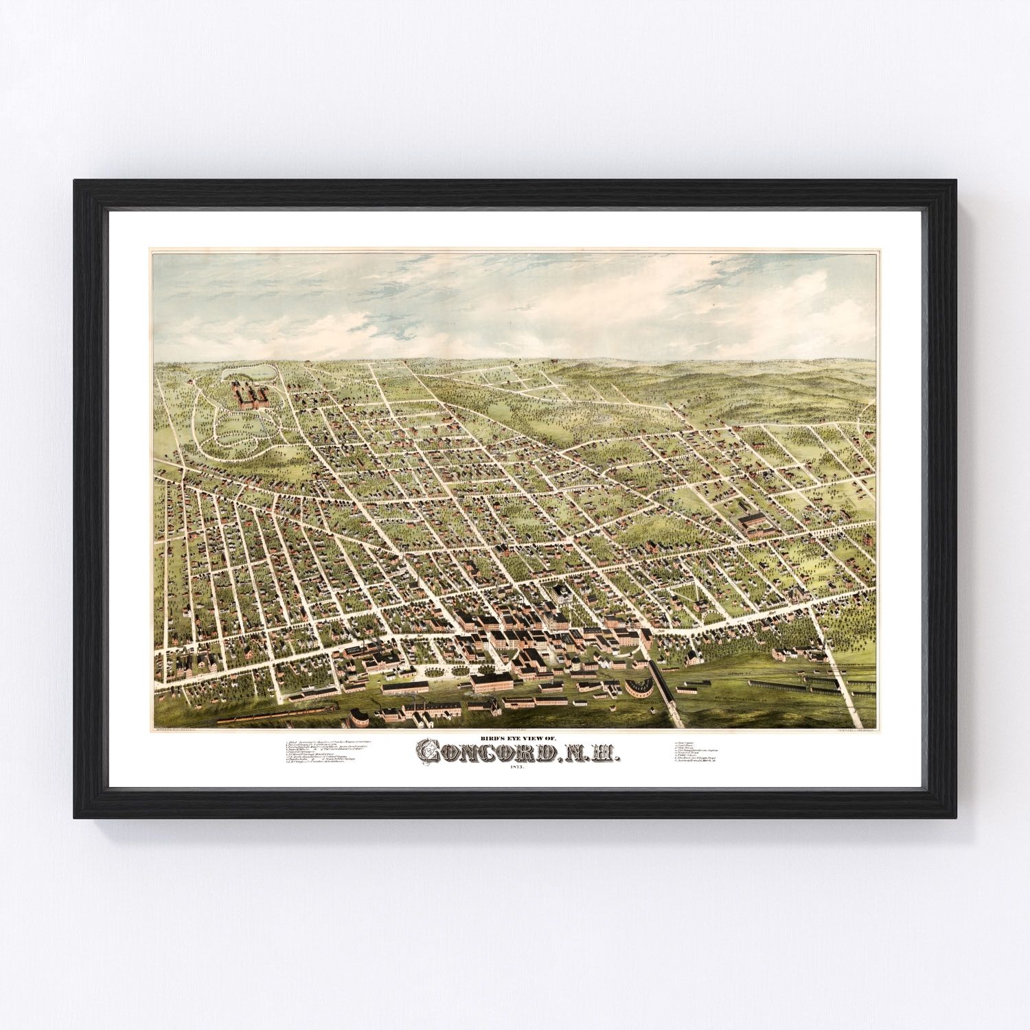 Vintage Map of Concord, New Hampshire 1875