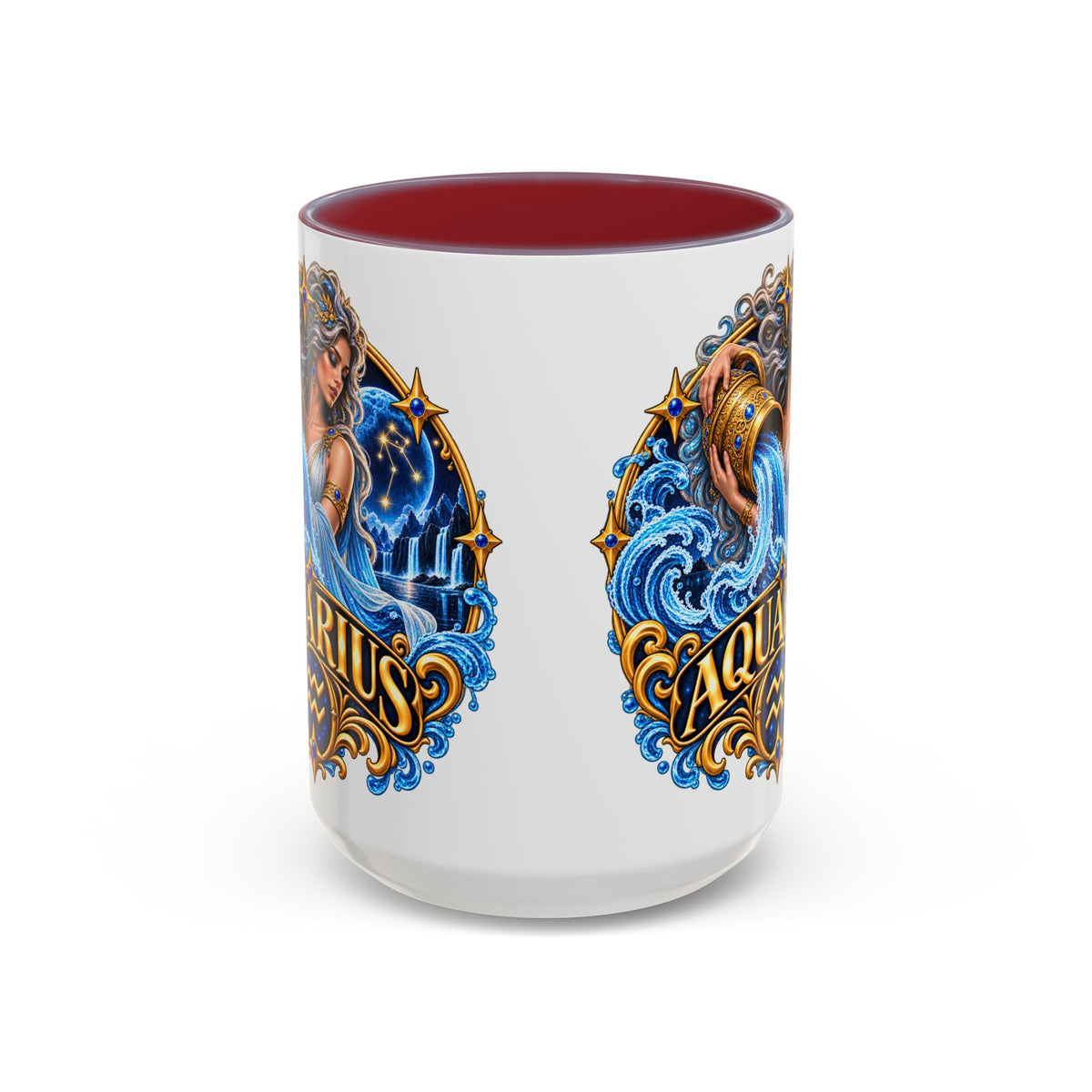Aquarius Zodiac Coffee Mug — Illustrated Water Bearer Astrology Gift (11/15oz)