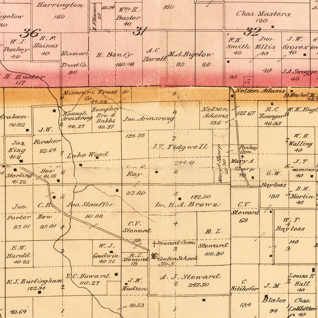 Vintage Map of Cedar County, Missouri 1897