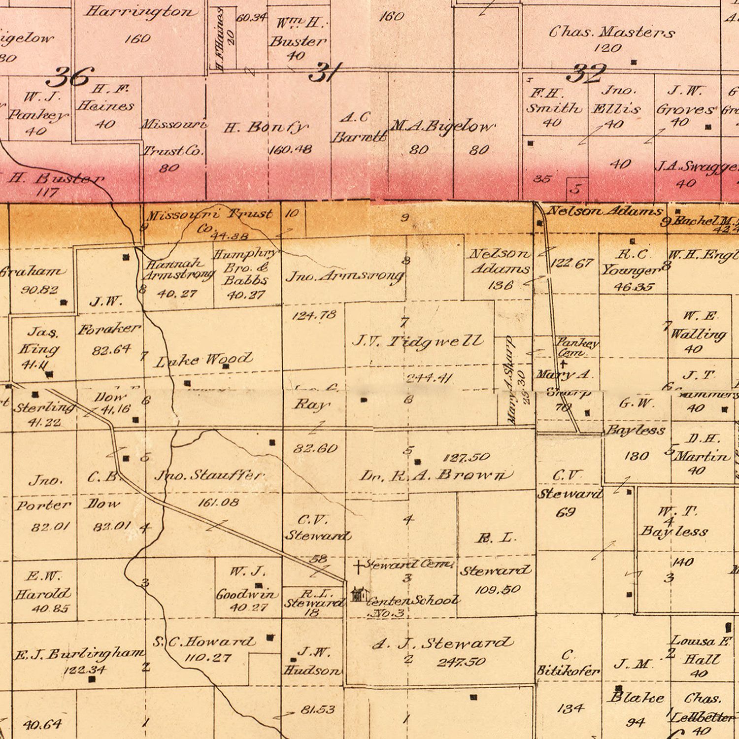 Vintage Map of Cedar County, Missouri 1897