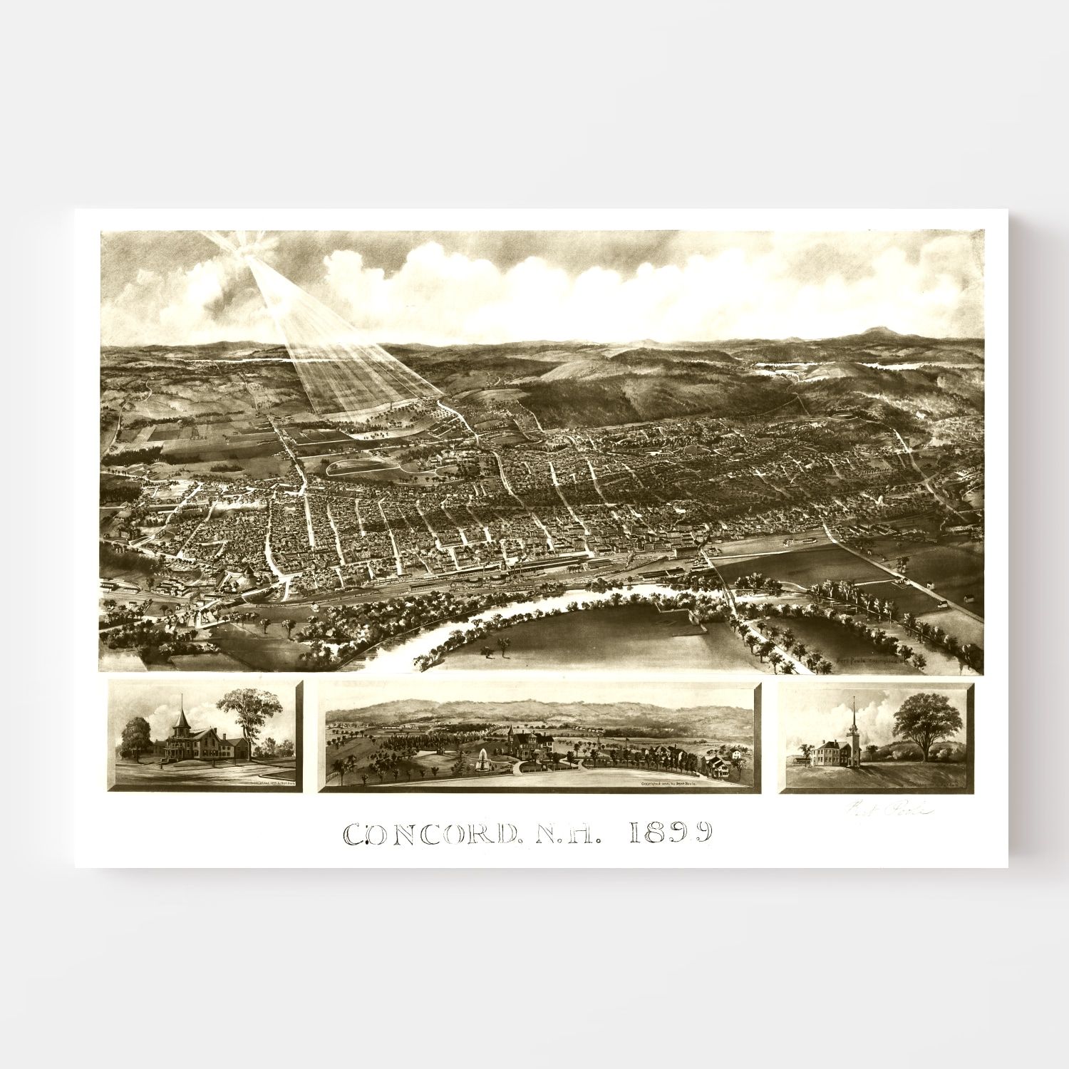 Vintage Map of Concord, New Hampshire 1899