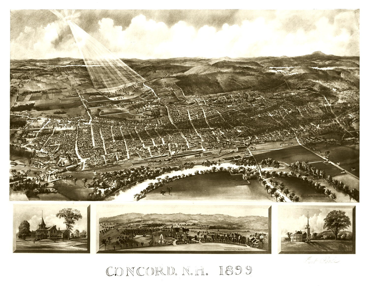 Vintage Map of Concord, New Hampshire 1899