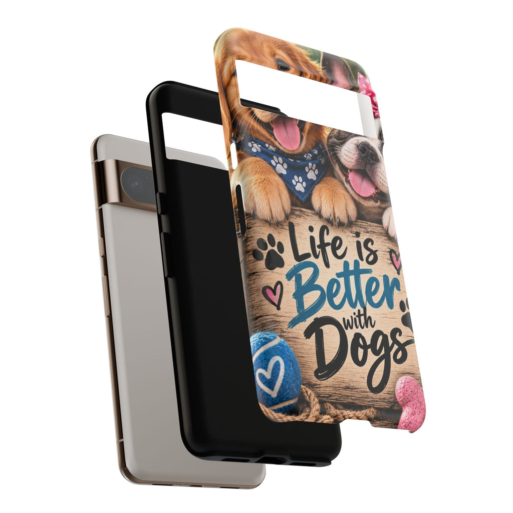 Phone Case — "Life Is Better with Dogs" Cute Pawprint Dog Lover Protective Case