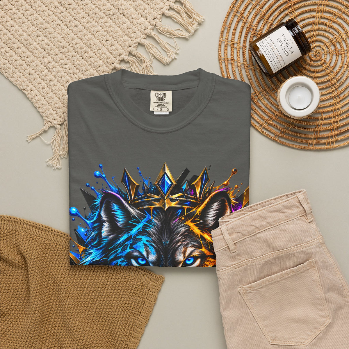 Wolf Head Graphic T-Shirt — Colorful Splash Art Tee
