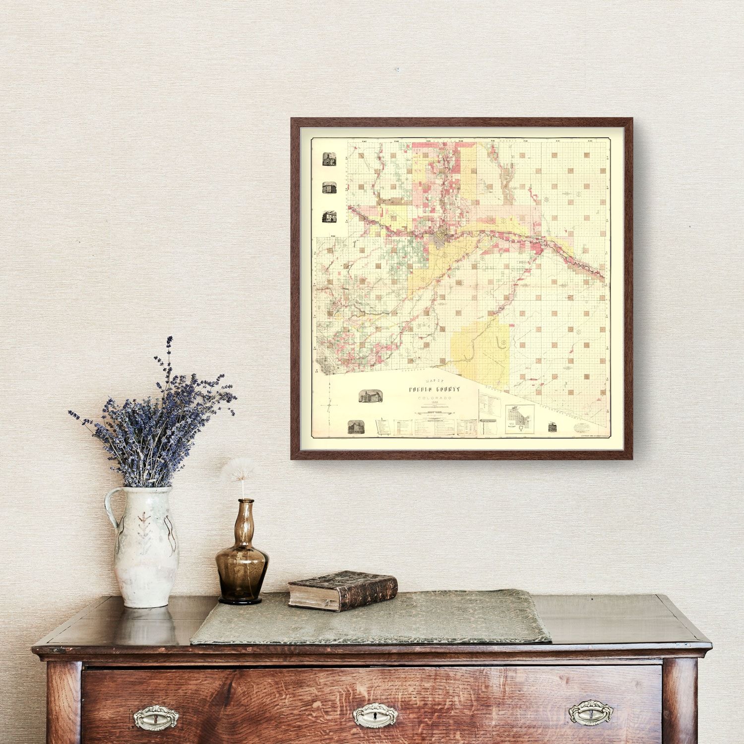 Vintage Map of Pueblo County, Colorado 1888