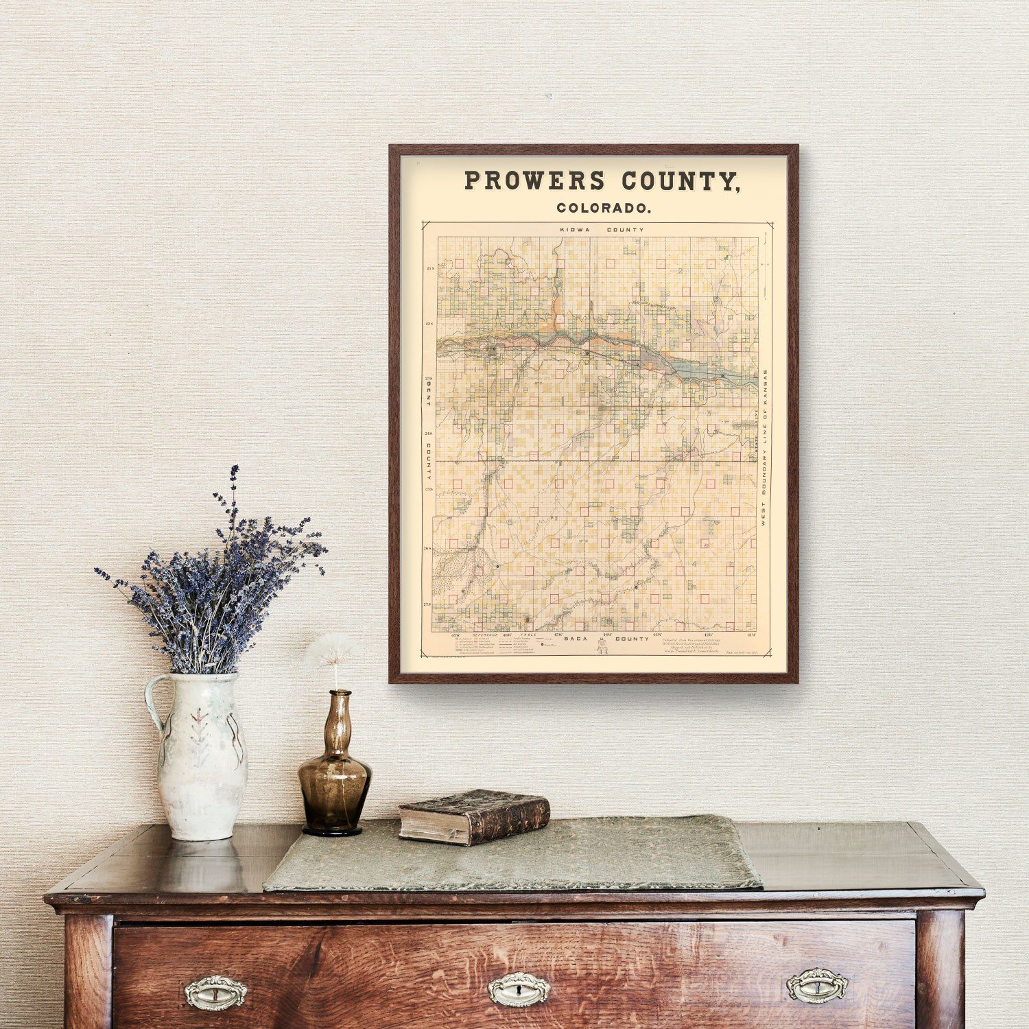 Vintage Map of Prowers County, Colorado 1889