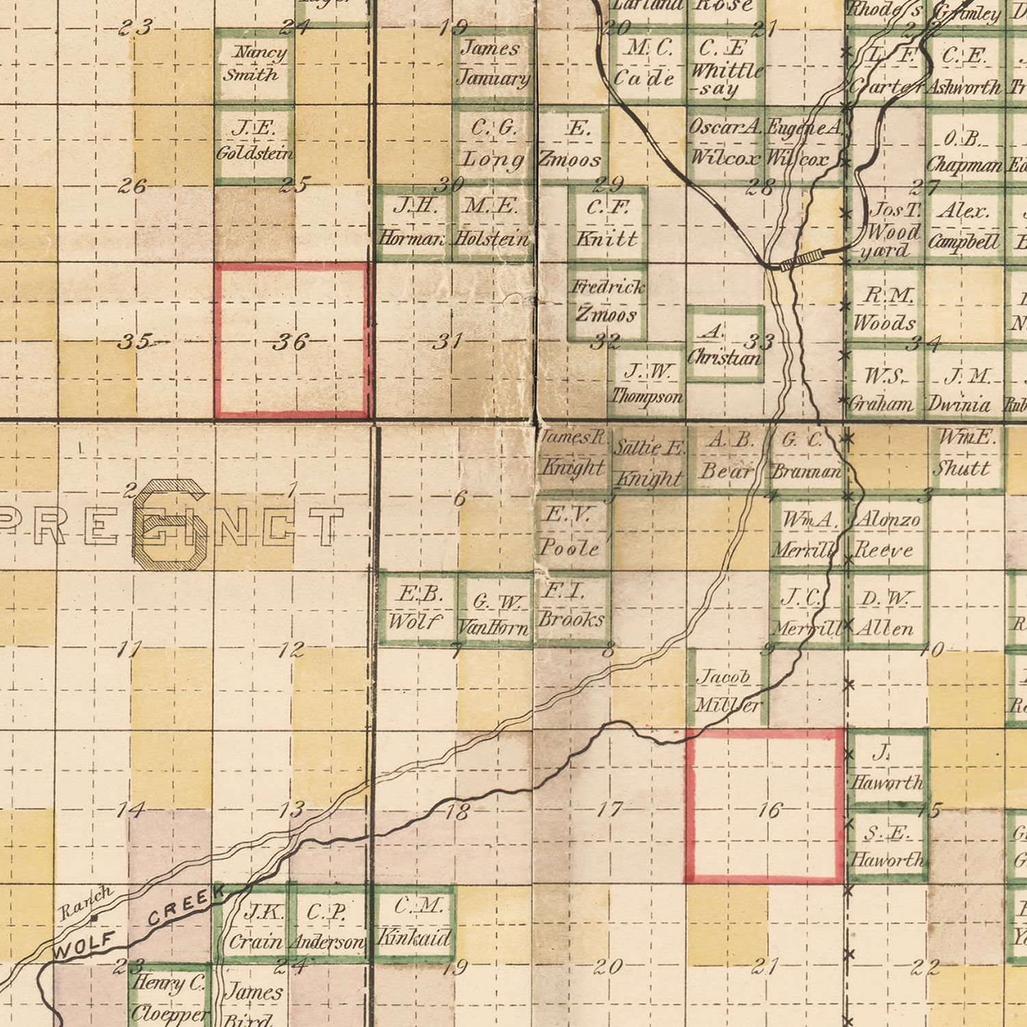Vintage Map of Prowers County, Colorado 1889