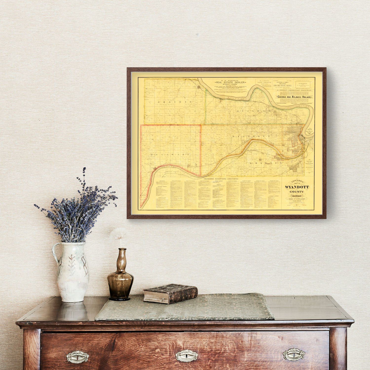Vintage Map of Wyandotte County, Kansas 1885