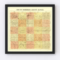 Vintage Map of McPherson County, Kansas 1898