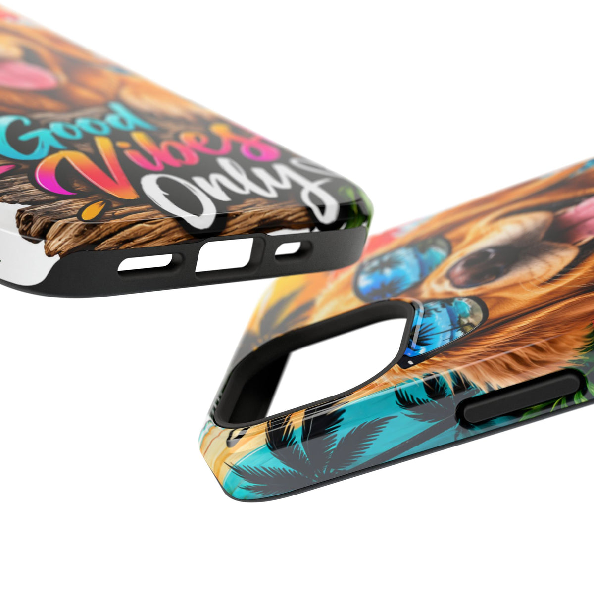 Phone Case — 'Good Vibes Only' Tropical Dog Impact-Resistant Case