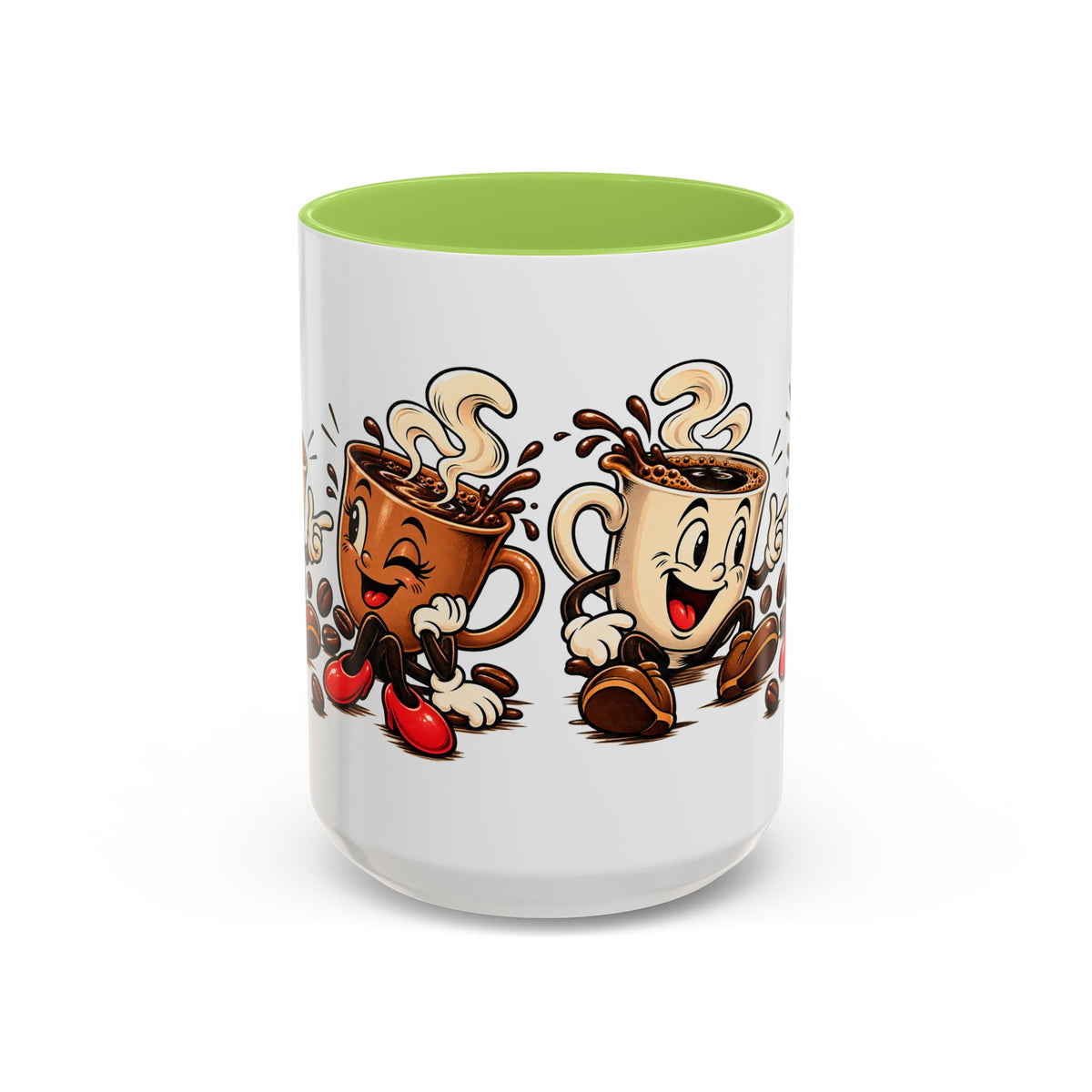 Coffee Cartoon Mug — Cute Dancing Coffee Cups Accent Mug