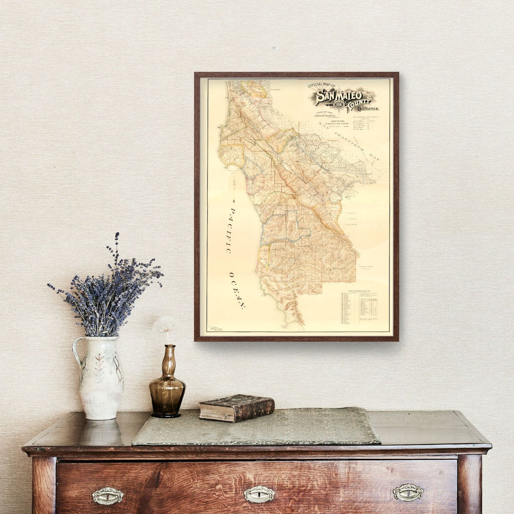 Vintage Map of San Mateo County, California 1894