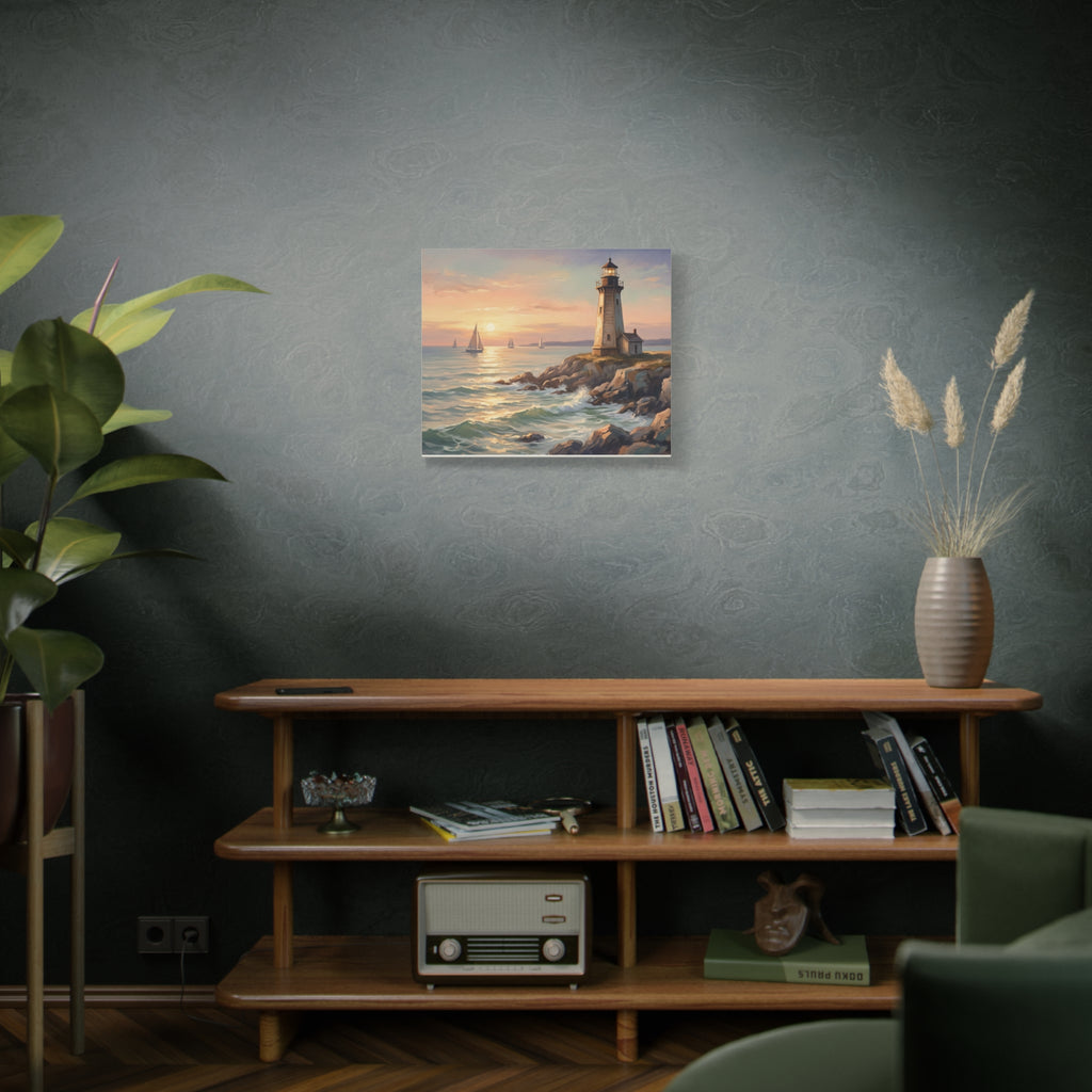 Seaside Lighthouse Sunset Canvas Print
