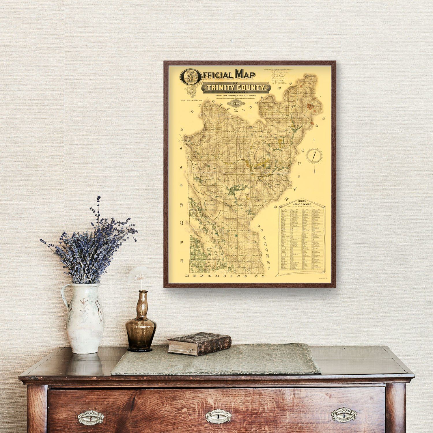 Vintage Map of Trinity County, California 1894