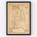 Vintage Map of Alabama 1818