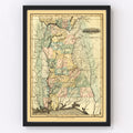 Vintage Map of Alabama 1826