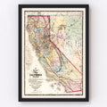 Vintage Map of California 1867